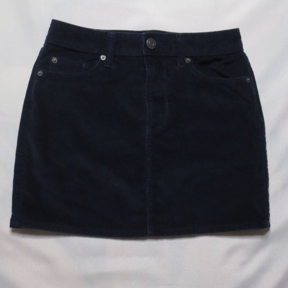 4/$14 GAP womens SKIRT blue CAREER corduroy FALL mini STRETCH navy SIZE 0
